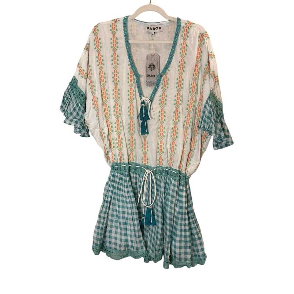 Barok Paris Cottagecore Boho Cotton Gingham Tunic Sz L